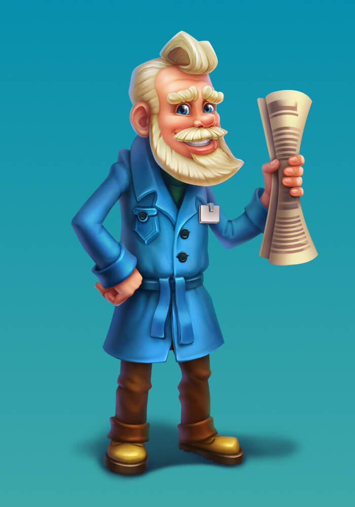 2D Grandfather Game Character Design