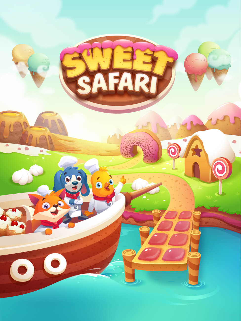 2D Illustration Artwork for Sweet Safari Game