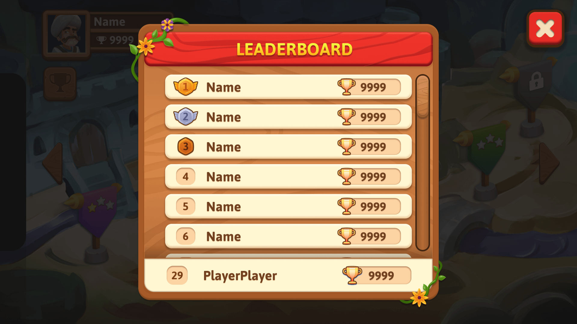 Leaderboard Game UI Design